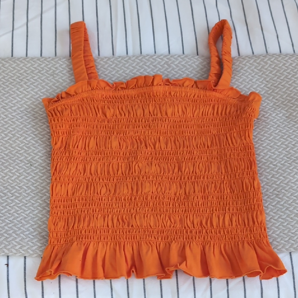 & Other Stories Vibrant Orange Ruffled Camisole